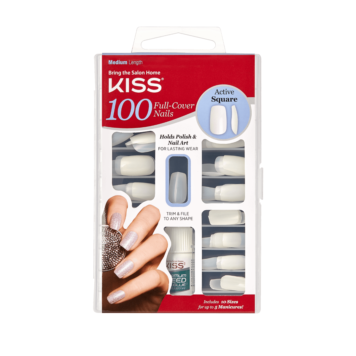 KISS 100 Full-Cover Nail Kit Press On Nails - BEAUTYBEEZ-beauty-supply